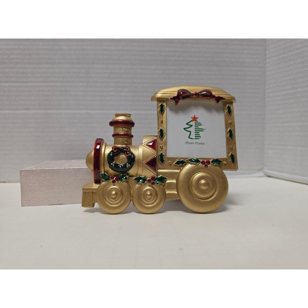 Christmas Holiday Home Accents branded picture frame pewter train